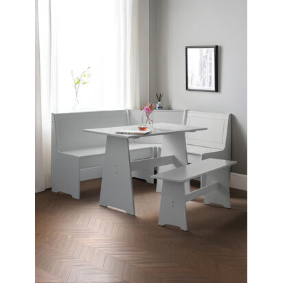 Newport Corner Dining Set With Storage Bench - Dove Grey