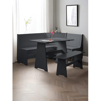 Newport Corner Dining Set With Storage Bench - Anthracite