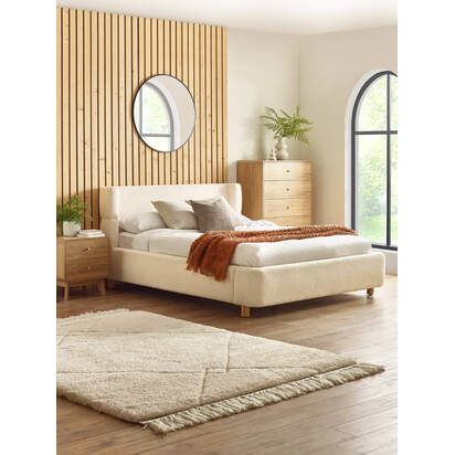 Oberon Cream BouclÃ© Upholstered 135 cm Double Bed