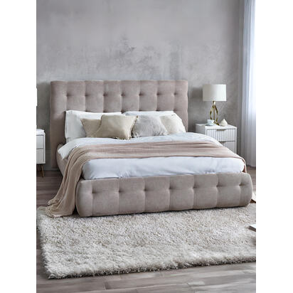 Odette 135cm Double Light Taupe Chenille Bed
