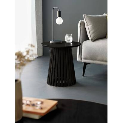 Ollie Black 45cm Round Lamp Table
