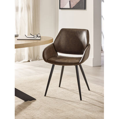Parker Set of 2 Brown Faux Leather Upholstered Dining Chairs