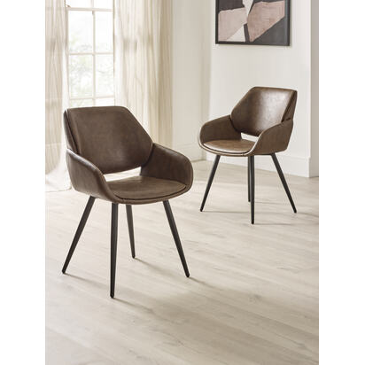 Parker Set of 2 Brown Faux Leather Upholstered Dining Chairs