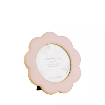 Laura Ashley Cordwell Scalloped Round Photo Frame, 5 x 5" (12.5 x 12.5cm), Pink Pink | H18.80 x W18.80 x D1.50cm