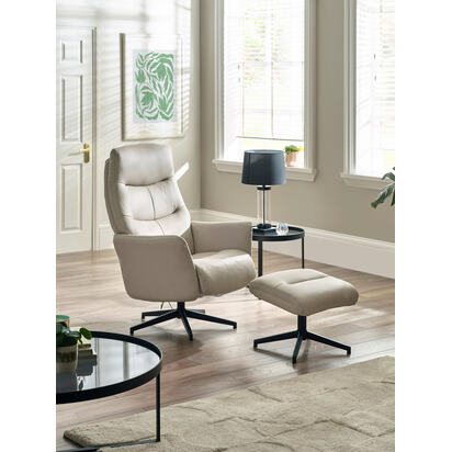 Priya Grey Faux PU Leather Recliner Chair and Stool