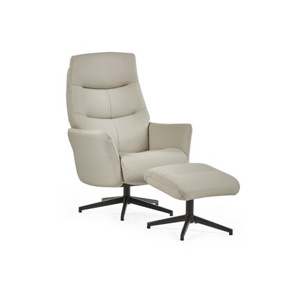 Priya Grey Faux PU Leather Recliner Chair and Stool
