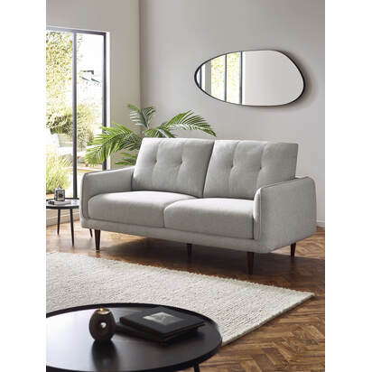 Remy 3 Seater Light Grey Fabric Sofa