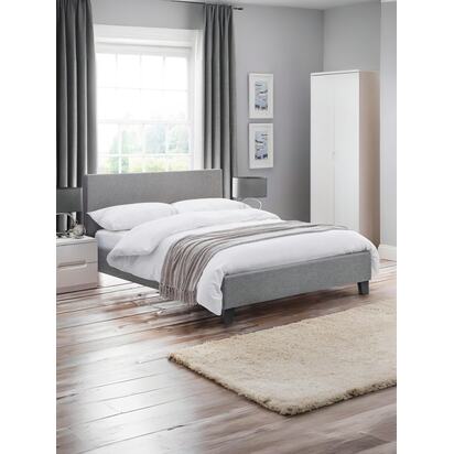 Rialto 150cm King Light Grey Linen Style Fabric Bed