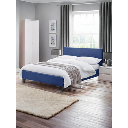 Rialto 135cm Double Dark Blue Linen Style Fabric Bed