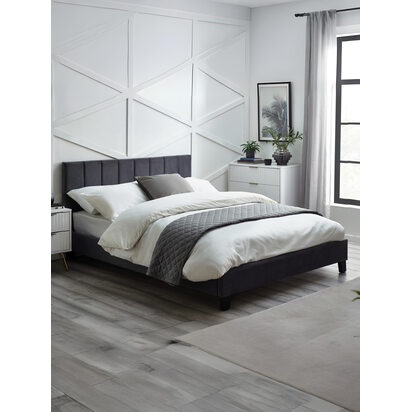 Rosa 90cm Single Grey Velvet Bed