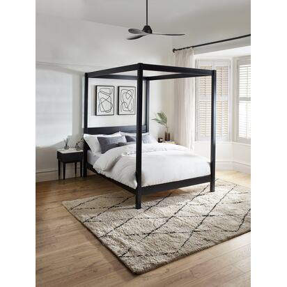 Roxanne Black Solid Pine 150cm King 4-Poster Canopy Bed