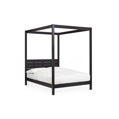 Roxanne Black Solid Pine 150cm King 4-Poster Canopy Bed