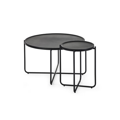 Sagrada Round Black Coffee and Lamp Table Set