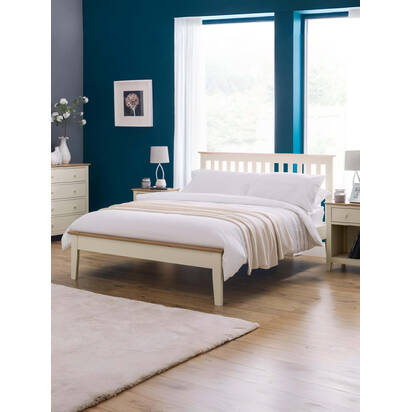Salerno 135cm Double Ivory and Oak Effect Bed