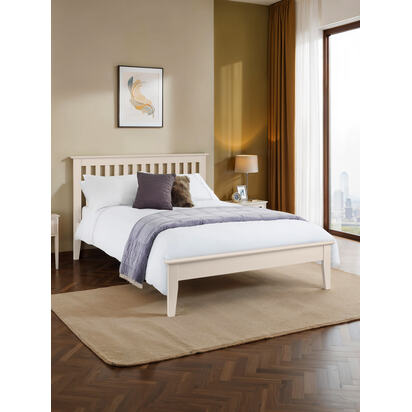Salerno 150cm King Ivory Bed