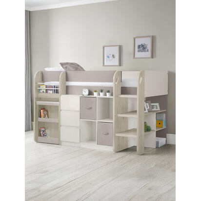 Saturn 90cm Single Taupe Midsleeper Cabin Bed with Desk