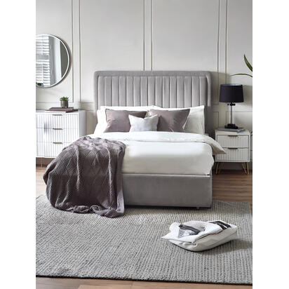 Savannah 135cm Double Grey Velvet Bed with Large Drawer