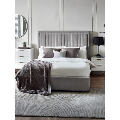 Savannah 150cm King Grey Velvet Bed with Large Drawer