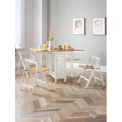 Savoy Whte and Oak 4 Seater Extending Dining Set