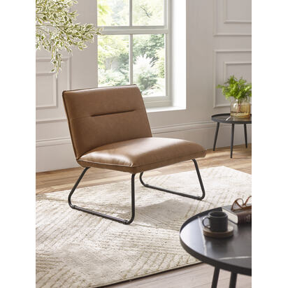 Saxon Tan Brown Faux Leather Lounge Chair