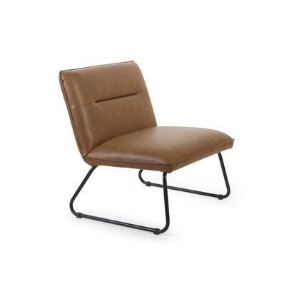 Saxon Tan Brown Faux Leather Lounge Chair