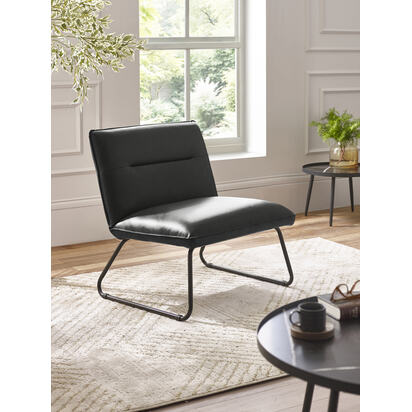 Saxon Black Faux Leather Lounge Chair