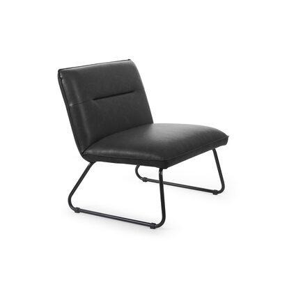 Saxon Black Faux Leather Lounge Chair