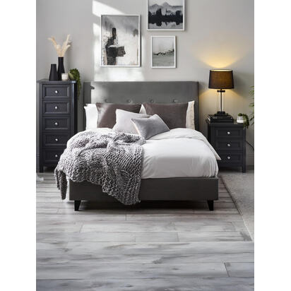 Shoreditch 150cm King Grey Velvet Bed