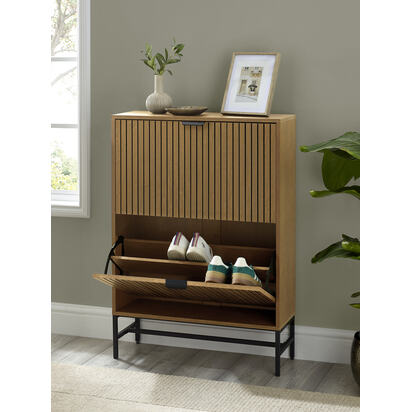 Sia Oak Effect 2 Door Shoe Storage Cabinet