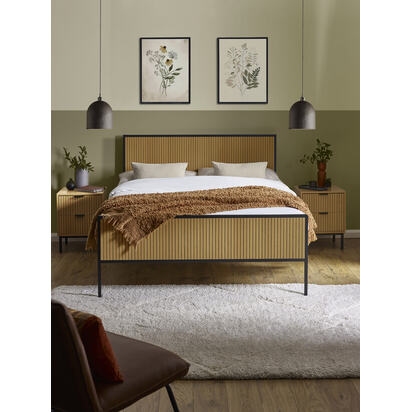 Sia Oak Effect 150cm King Size Bed Frame