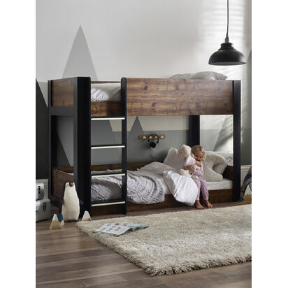 Solomon 90cm Single Rustic Wood Effect Bunk Bed