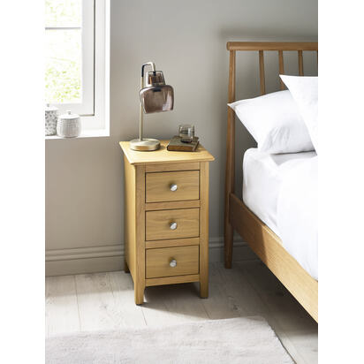 Somerset Oak Compact 3 Drawer Bedside Table