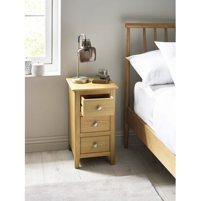 Somerset Oak Compact 3 Drawer Bedside Table
