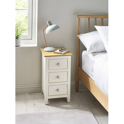Somerset White and Oak Compact 3 Drawer Bedside Table
