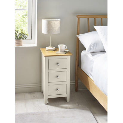 Somerset Truffle Grey and Oak Compact 3 Drawer Bedside Table