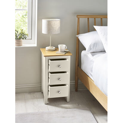 Somerset Truffle Grey and Oak Compact 3 Drawer Bedside Table