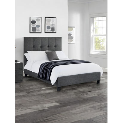 Sorrento 135cm Double Slate Grey Linen Style Fabric Bed