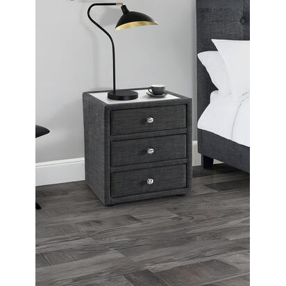 Sorrento 3 Drawer Bedside Slate Linen