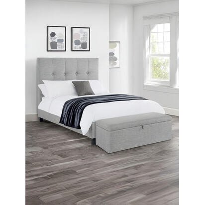 Sorrento 180cm Superking Slate Grey Linen Style Fabric Bed