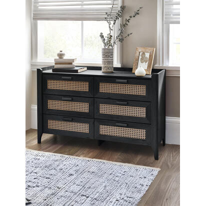 Sydney 6 Drawer Wide Chest - Black Ash