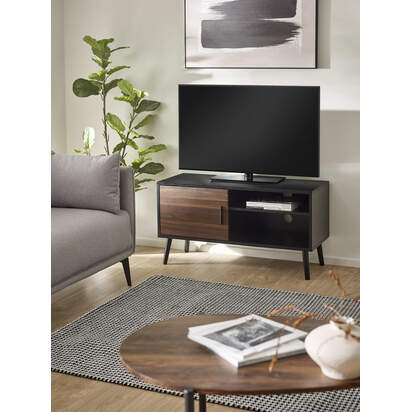Trent Walnut and Black Small TV Stand Up to 43"