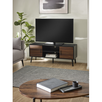Trent Walnut and Black Large TV Stand Up to 55"