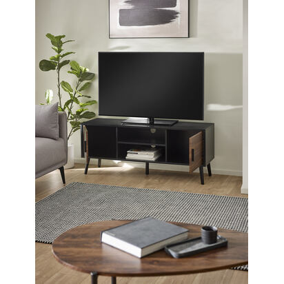 Trent Walnut and Black Large TV Stand Up to 55"