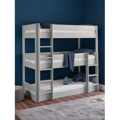 Trio 90cm Single Grey 3 Tier Triple Bunk Bed
