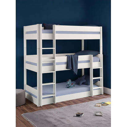 Trio 90cm Single White 3 Tier Triple Bunk Bed
