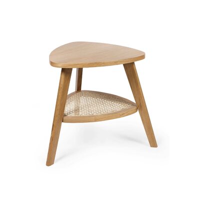 Vera Oak Triangular Side Table with Shelf