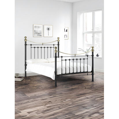 Victoria 135cm Double Black Metal Bed