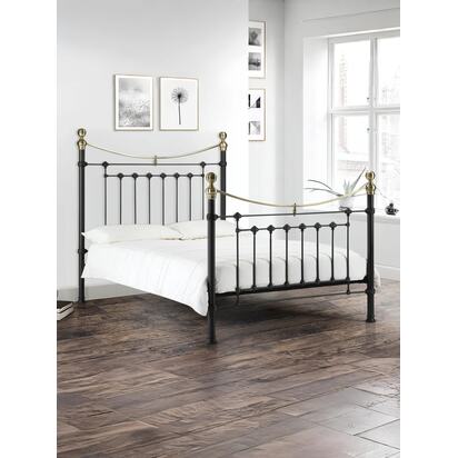 Victoria 150cm King Black Metal Bed