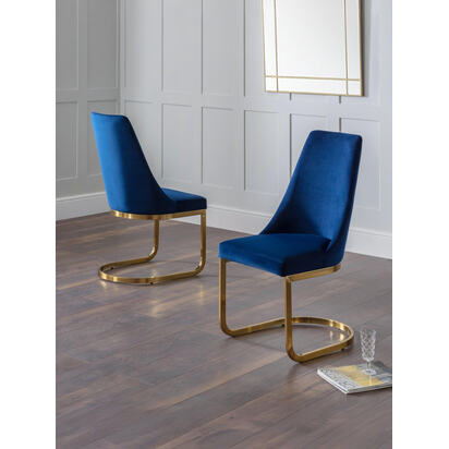 Set Of 2 Vittoria Cantilever Dining Chairs - Blue