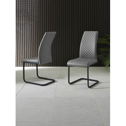 Set of 4 Xavier Grey Upholstered Cantilever Dining Chairs
